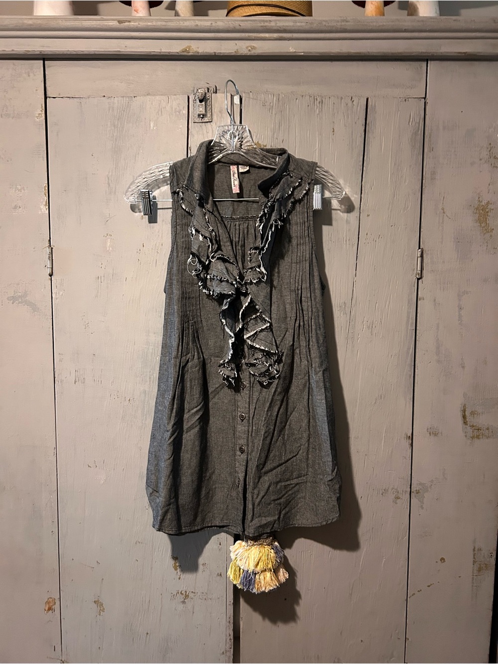 Street Flower ruffled front tank blouse